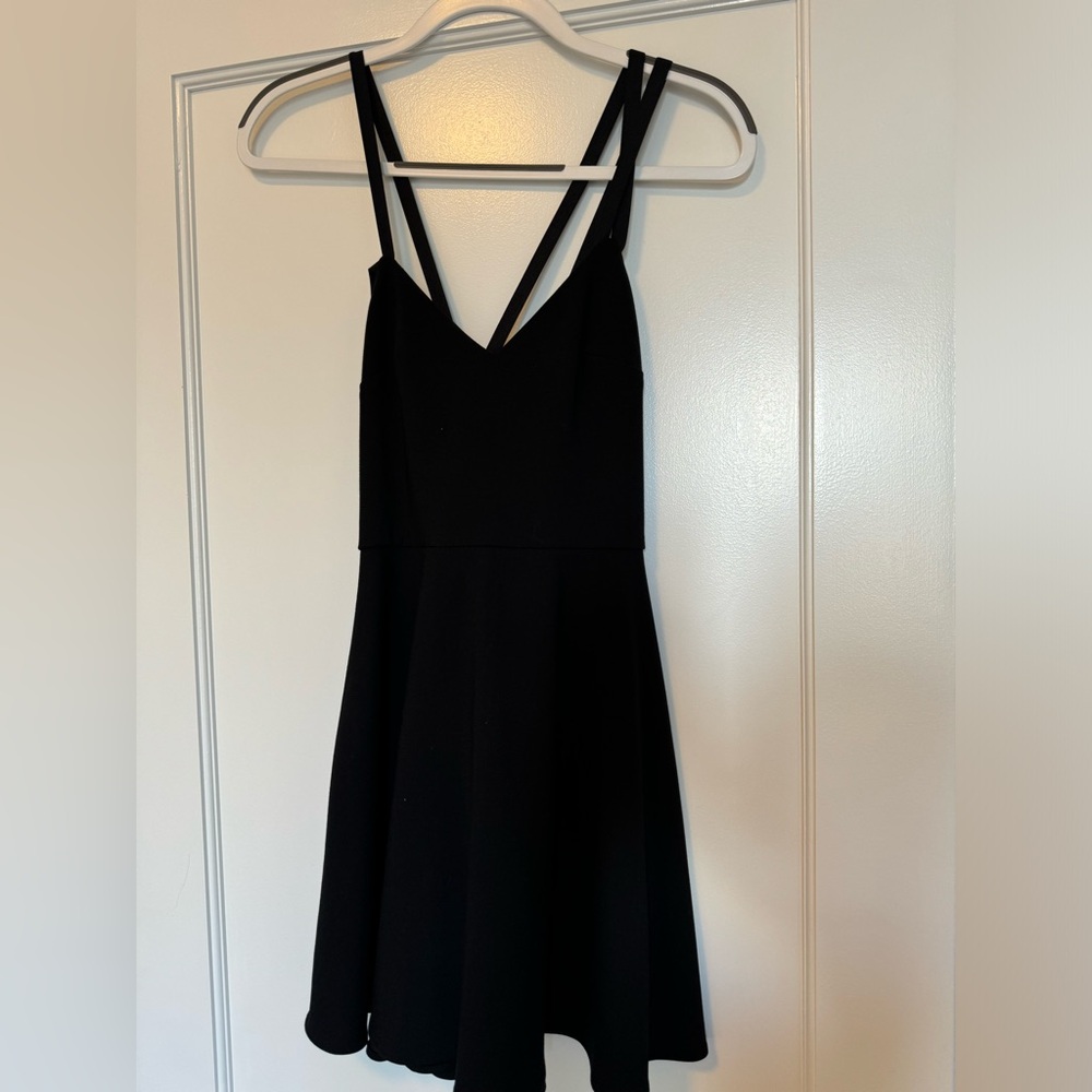 French connection strappy dress 2 black sleeveless fit flare